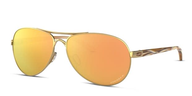 Oakley Feedback Y2K Sunglasses Gold Frame Brown Lens OO4079-08 Aviator Pink Stem Oakley OO4079 FEEDBACK Sunglasses | Free Shipping  main image 4