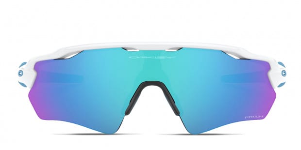 Oakley OJ9001 Radar EV XS Path Kids white frame with PRIZM sapphire lenses.  Lenses provide 100% UV protection.