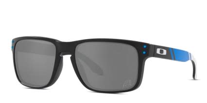 Oakley OO9102 Carolina Panthers Holbrook Matte Black, Blue glasses - Matte Black / Blue / Gray - Angle View