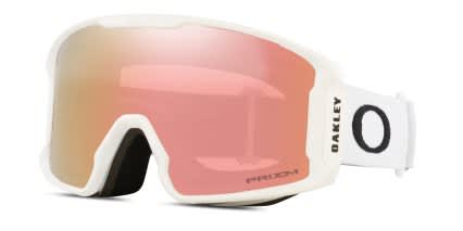 Oakley OO7093 Line Miner M Snow Goggle Prizm w/Clip-in White, Pink glasses - White / Pink - Angle View