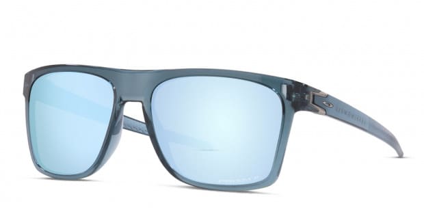 Oakley OO9100 Leffingwell clear black frame with PRIZM deep water polarized lenses. Lenses provide 100 UV protection