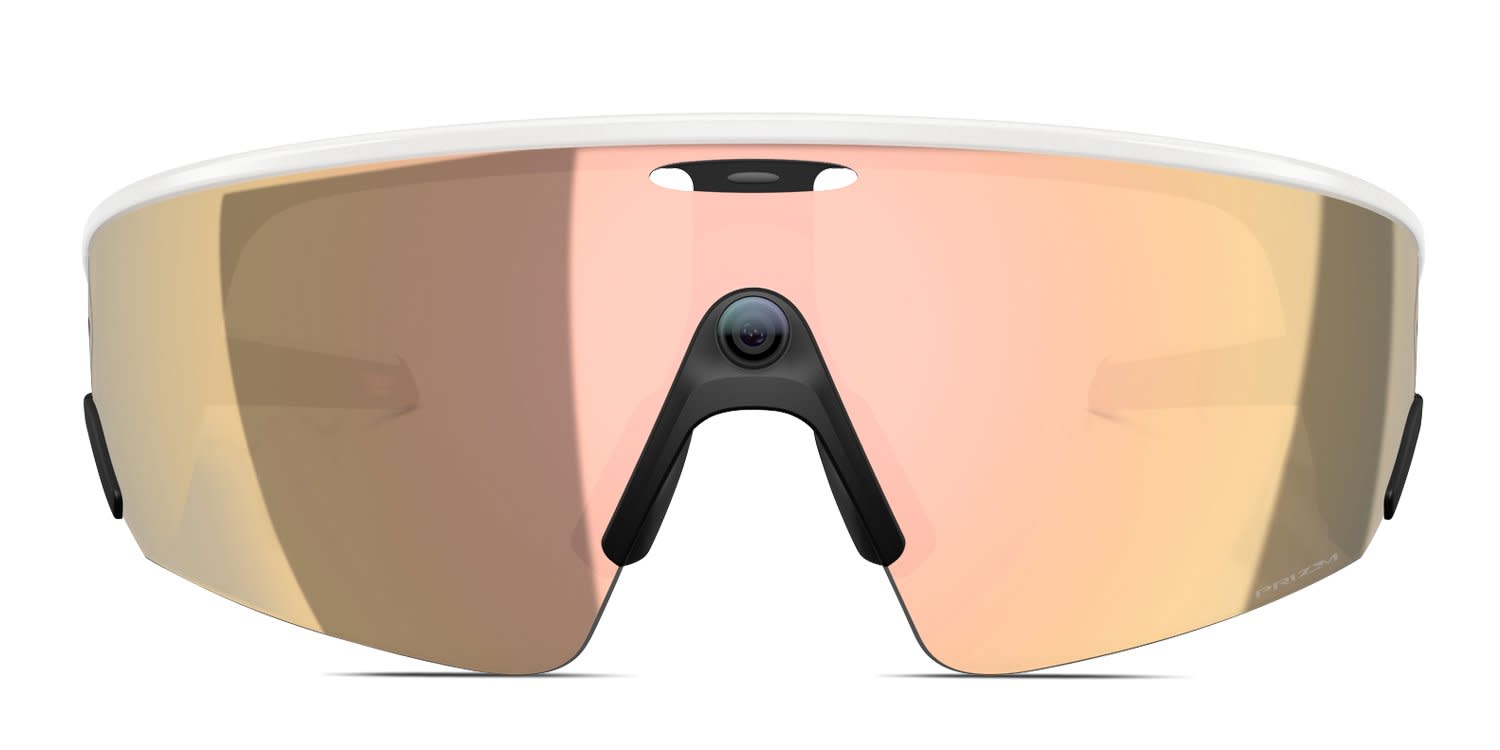 Oakley Meta OW8001 Vanguard AI Glasses Prizm White, Pink glasses - White / Pink - Frontal View
