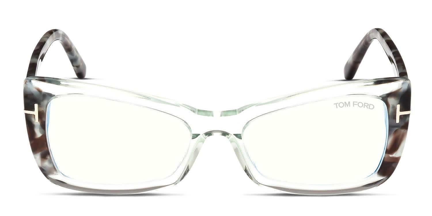 Tom Ford TF5879-B Green, Clear, Tortoise glasses - Clear / Tortoise / Green - Frontal View
