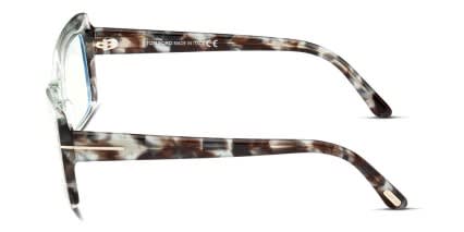 Tom Ford TF5879-B Green, Clear, Tortoise glasses - Clear / Tortoise / Green - Side View