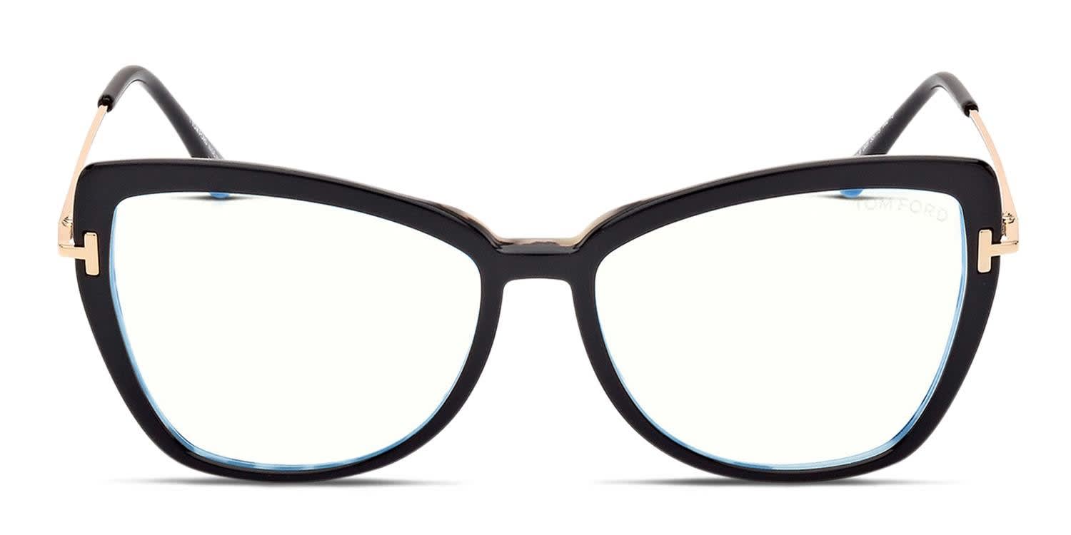Tom Ford TF5882-B Shiny Black, Gold glasses - Shiny Black / Gold - Frontal View