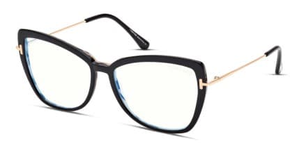 Tom Ford TF5882-B Shiny Black, Gold glasses - Shiny Black / Gold - Angle View