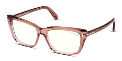 Tom Ford TF5894-B Pink, Clear glasses - Clear / Pink - Angle View