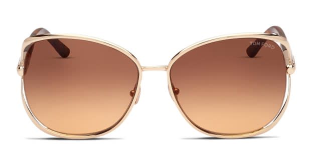 Tom Ford vintage Marta Glossy Acetate brown Sunglasses with Gold Temples Tom Ford TF1091 Marta Rose Gold Prescription Sunglasses main image 2