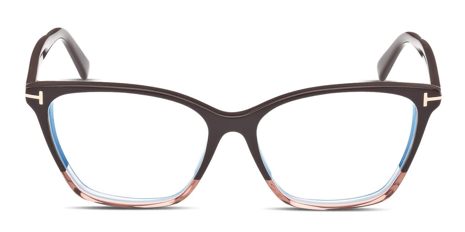 Tom Ford TF5949-B Brown, Clear glasses - Brown / Clear - Frontal View