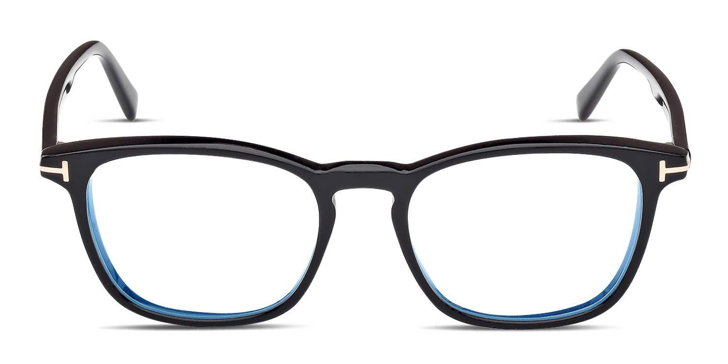 tom様し専用 Tom Ford FT5829-B Eyeglasses Shiny Black /T Logo Blue Block