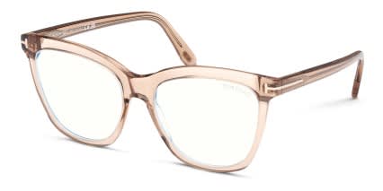 Tom Ford TF6042-B Brown, Clear glasses - Brown / Clear - Angle View