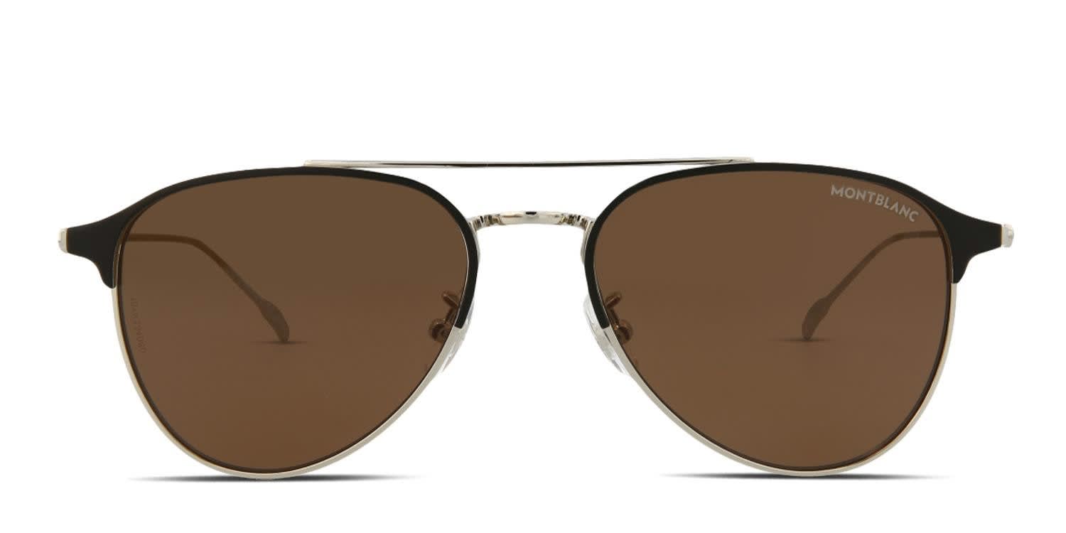 Mont Blanc MB0190S Black, Silver glasses - Black / Silver - Frontal View