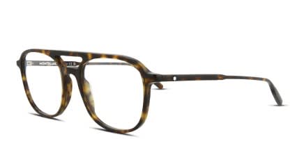 Mont Blanc MB0198O Tortoise glasses - Tortoise - Angle View