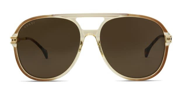 小物 GUCCI linestone clear sunglasses brown Gucci GG1104S Brown, Yellow, Clear Prescription Sunglasses