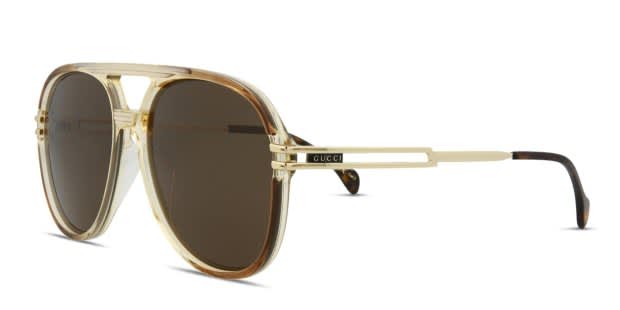 Gucci GG1104S Brown, Yellow, Clear Prescription Sunglasses