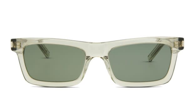 Celine Transparent Acetate Square Sunglasses In Crystal/ Green