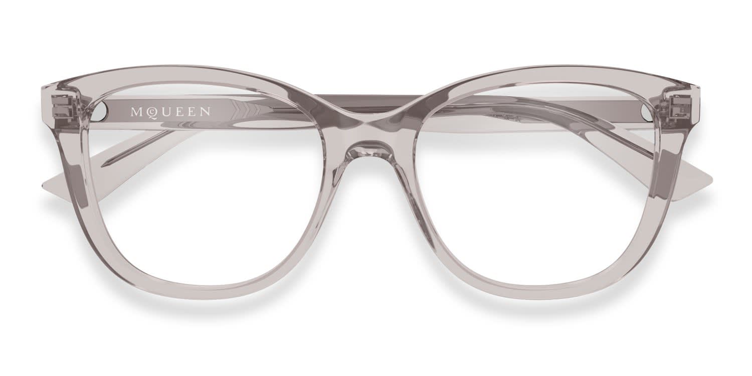 Alexander McQueen AM0487O Gray, Clear glasses - Gray / Clear - Frontal View
