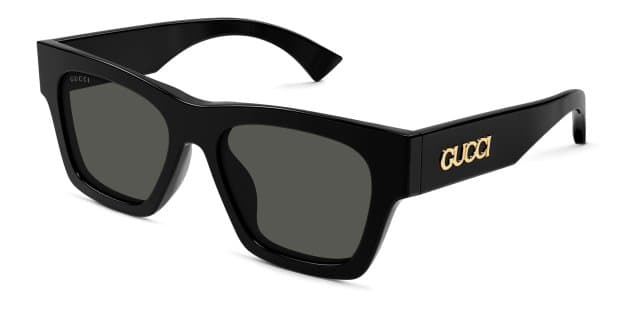 GUCCI GGジャガードクッション ブラック Gucci GG1835S Shiny Black Prescription Sunglasses