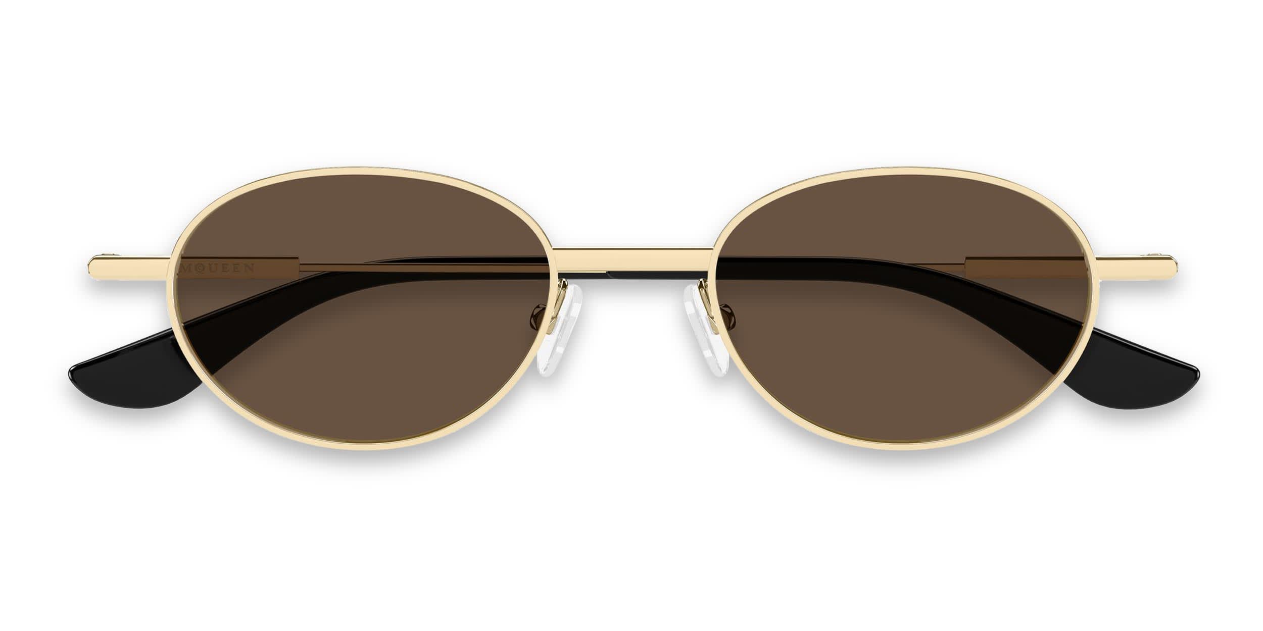 Alexander McQueen AM0523S Gold, Brown glasses - Gold / Brown - Frontal View