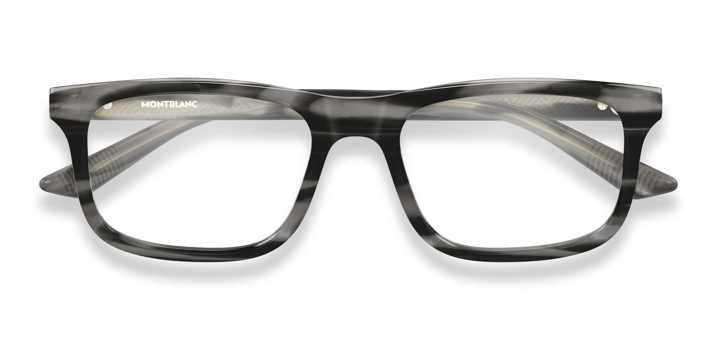 Mont Blanc MB0010O Blue, Clear Prescription Eyeglasses
