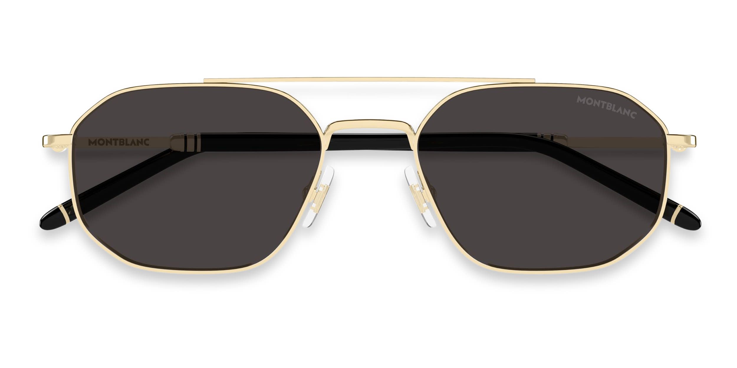 Mont Blanc MB0481S Gold, Gray glasses - Gold / Gray - Frontal View
