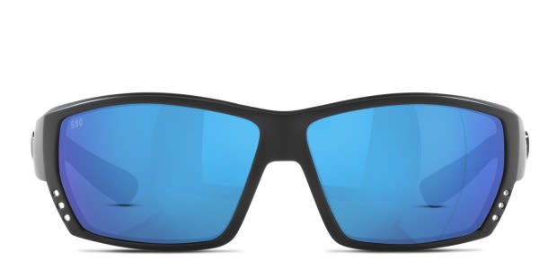 Costa Del Mar 6S9009 Tuna Alley black frame with blue mirrored 580g lenses. Lenses provide 100 UV protection