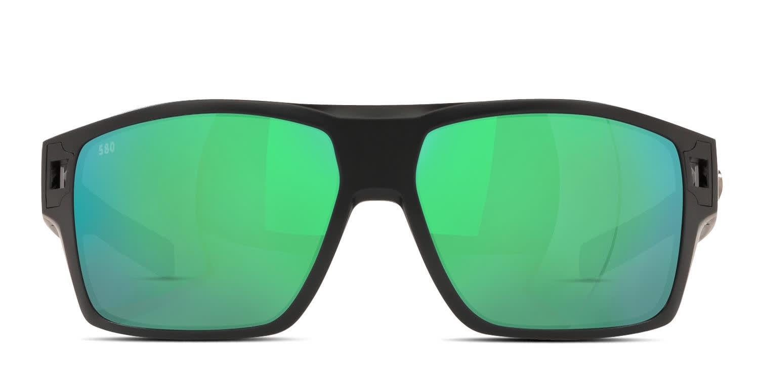 Costa Del Mar 6S9034 Diego Matte Black, Green glasses - Matte Black / Green - Frontal View