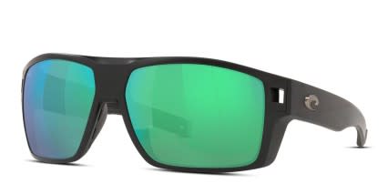 Costa Del Mar 6S9034 Diego Matte Black, Green glasses - Matte Black / Green - Angle View