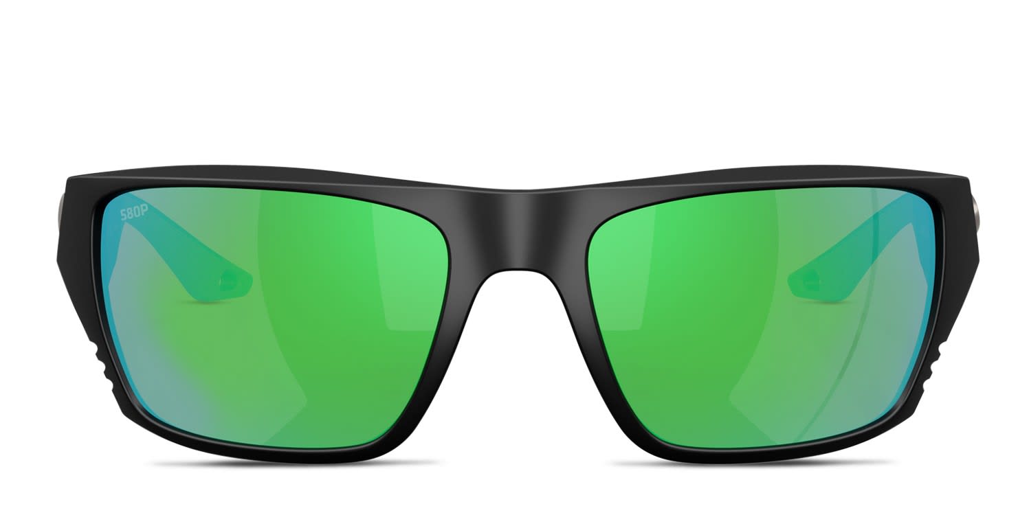 Costa Del Mar 6S9118 Finlet Matte Black, Green glasses - Black / Green - Frontal View