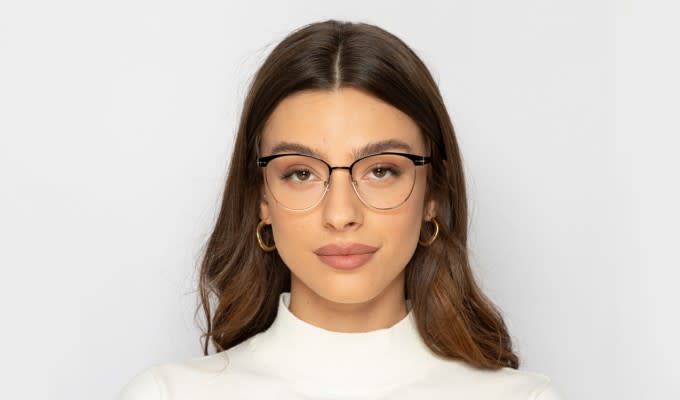 Amelia E. Plymouth Black/Gold Eyeglasses | Includes FREE Rx Lenses