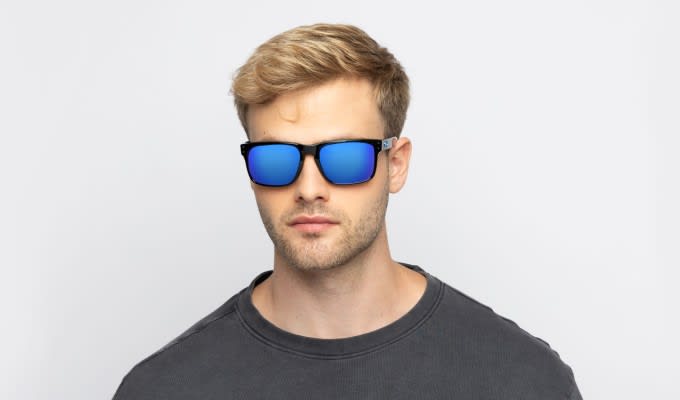 Oakley Holbrook Shiny Black, Blue Prescription Sunglasses - 50