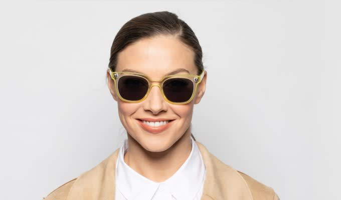Muse X Hilary Duff Stevie Yellow, Clear Prescription Sunglasses