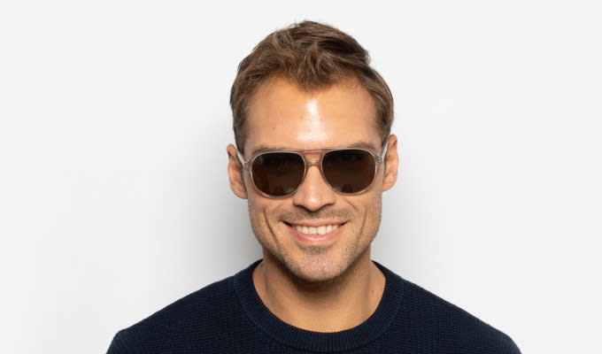 Muse M3019 Beige, Clear Prescription Sunglasses - 50% Off Lenses