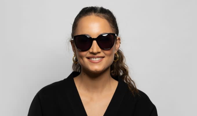 Amelia E. Alexis Shiny Black Prescription Sunglasses - 50% Off Lenses