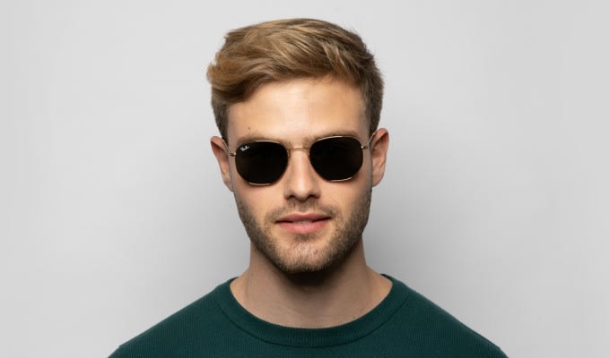 Ray-Ban 3548N Gold, Green Prescription Sunglasses - 50% Off Lenses