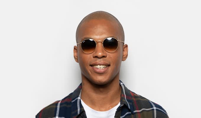 Ray-Ban RB3447 Round Metal Gold, Beige Prescription Sunglasses Ray-Ban RB3447 Round Metal Gold, Beige Prescription Sunglasses