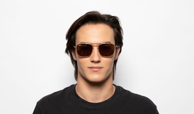 rb300 ゴールド Ray-Ban 3588 Gold, Brown Prescription Sunglasses - 50% Off Lenses