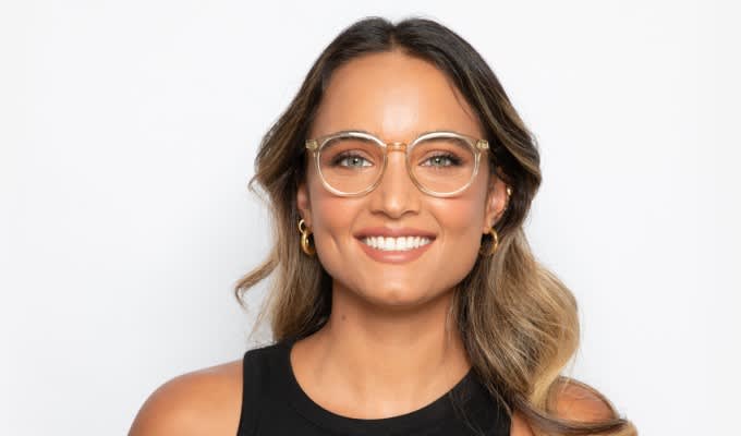 Ottoto Piero Clear/Beige/Brown Eyeglasses | Includes FREE Rx Lenses