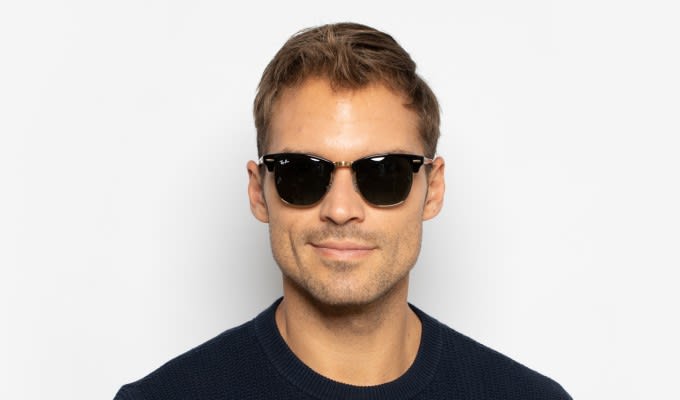 Ray-Ban RB3016 Clubmaster Black, Gold Prescription Sunglasses - 50% Off  Lenses