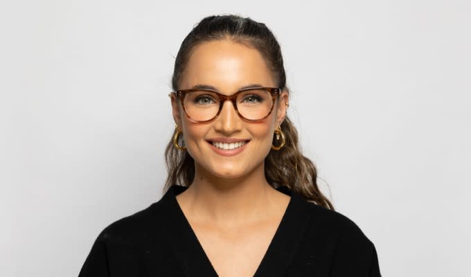 Amelia E. Imani Brown/Clear Eyeglasses | Includes FREE Rx Lenses