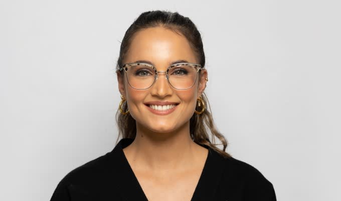 Amelia E. Dione Beige/Tortoise/Silver Eyeglasses | Includes