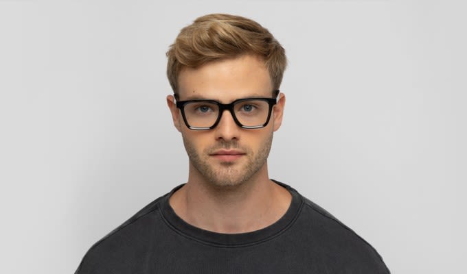 Revel Rafa w/Clip-On Shiny Black Eyeglasses | Includes FREE Rx Lenses