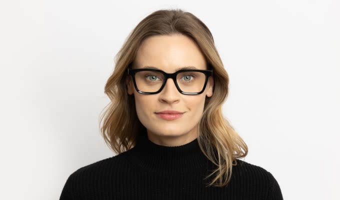 Revel Rafa w/Clip-On Shiny Black Eyeglasses | Includes FREE Rx Lenses