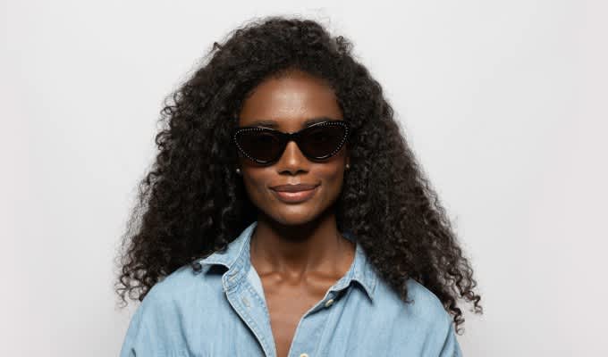 Muse Allure Shiny Black Prescription Sunglasses - 50% Off Lenses