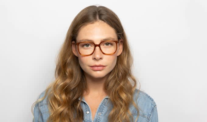 Amelia E. Celestia Orange Prescription Eyeglasses