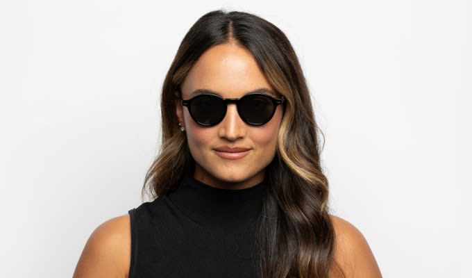 Muse M Round Shiny Black Prescription Sunglasses