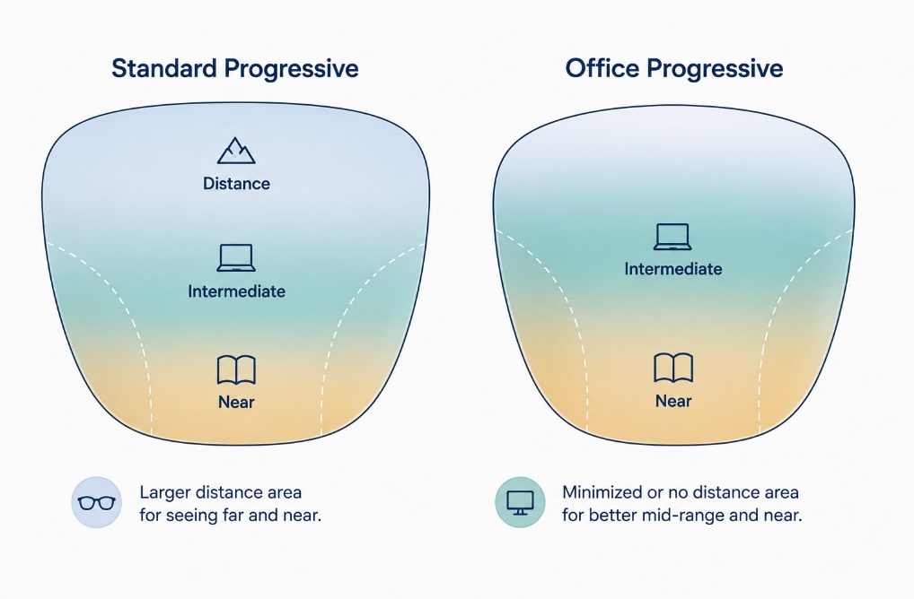 Progressive Lenses for Computer Use: Office Progressives vs Standard