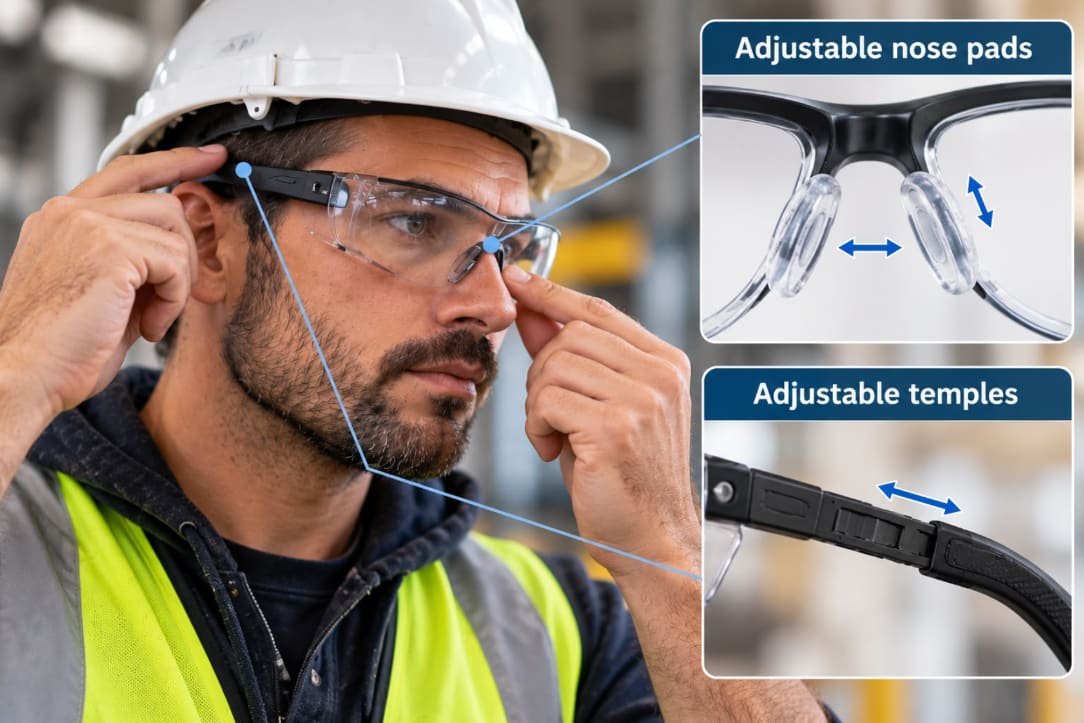 How Safety Glasses Should Fit: Nose, Temples, Side Shields, and OTG (Over The Glasses)