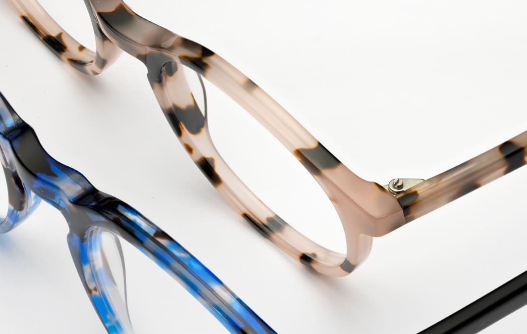 blue tortoiseshell glasses