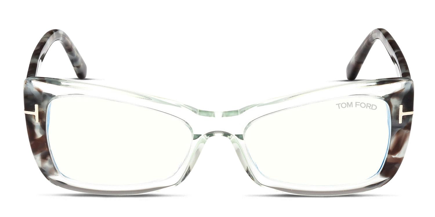 Tom Ford Tf5879-b Clear/tortoise/green In Clear,tortoise,green